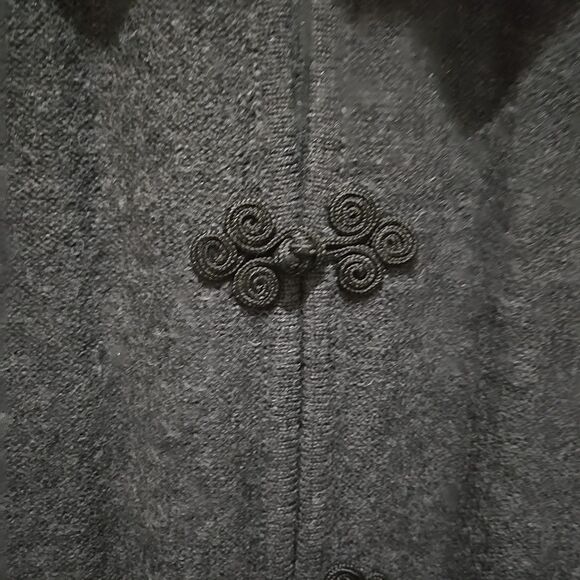 100%Wool Sweater Jacket Faux Fur SzLg Removable Collar Fuzzy Cozy Preppy Y2K NWT - Picture 5 of 16